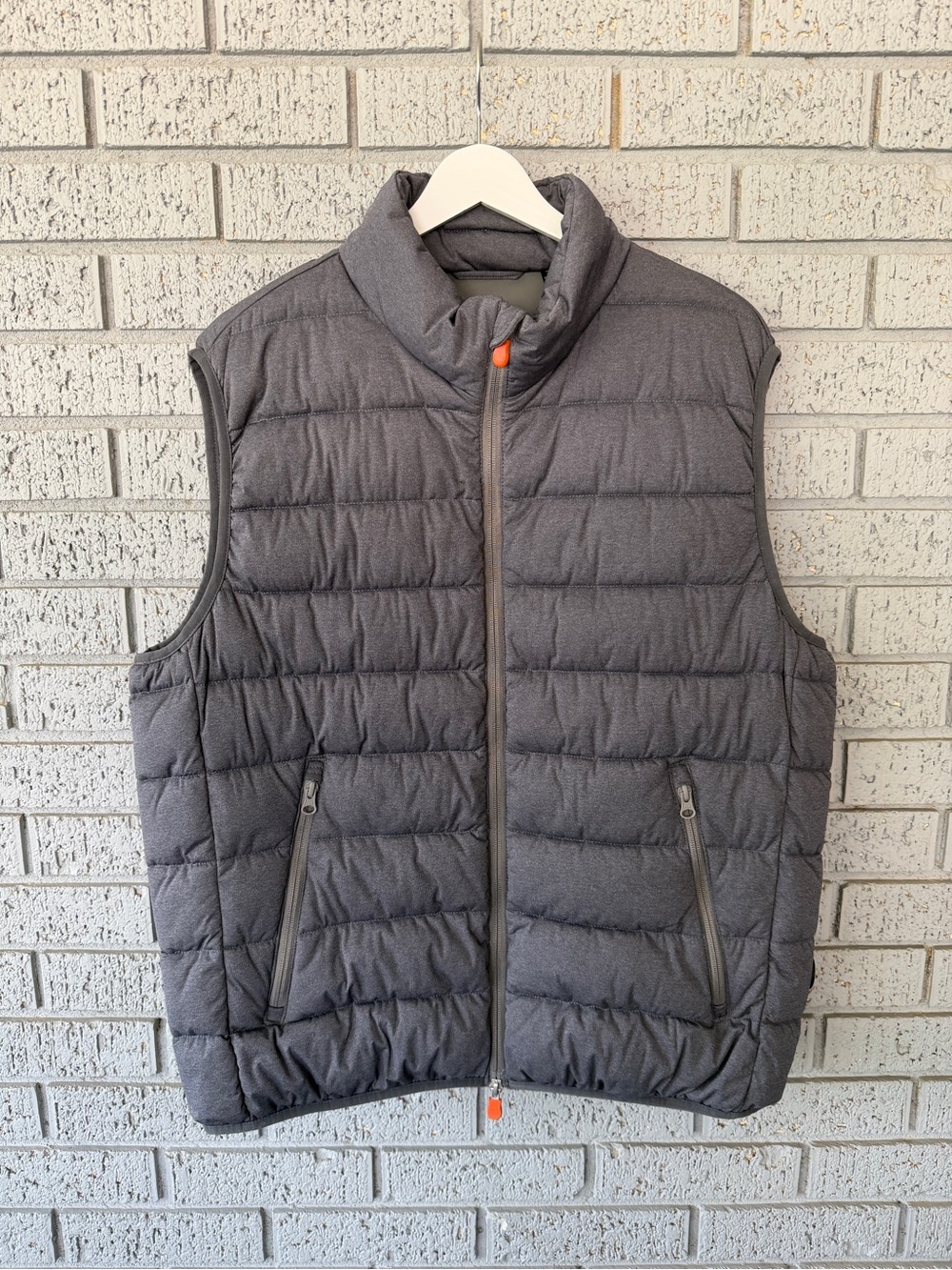 SAVE THE DUCK STRETCH HEATHERED GRAY PUFFER VEST SIZE LARGE
